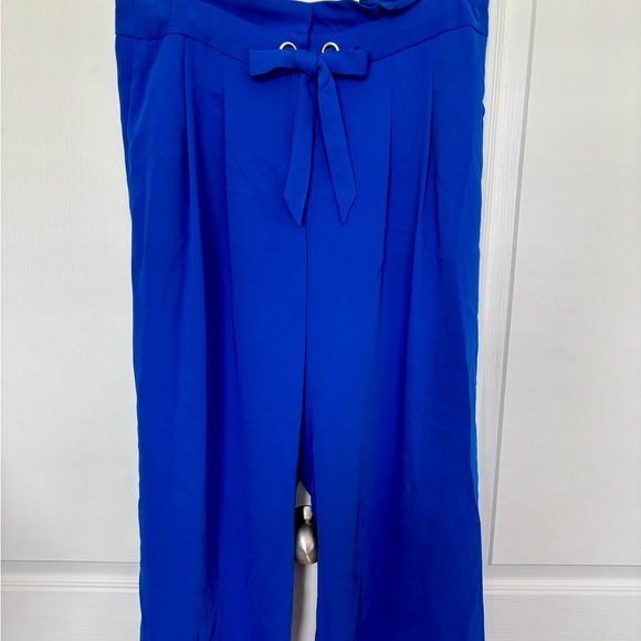 Tahari Royal Blue Wide Leg Pants Size 10 | High Waist & Cropped Fit NWT - Picture 3 of 14